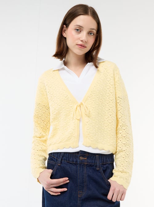 Colete de crochê com amarração festonado - Kiabi