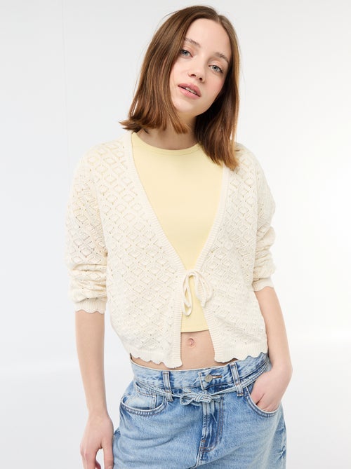 Colete de crochê com amarração festonado - Kiabi