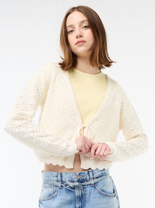 Colete de crochê com amarração festonado - Kiabi