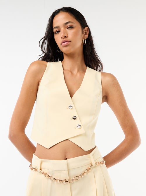 Colete de fato com abertura abotoada assimétrica - Kiabi