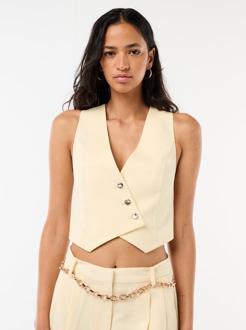 Colete de fato com abertura abotoada assimétrica - Kiabi