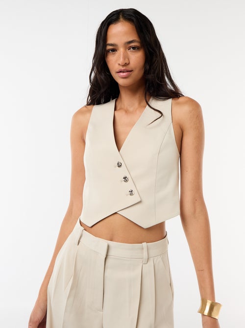 Colete de fato com abertura abotoada assimétrica - Kiabi