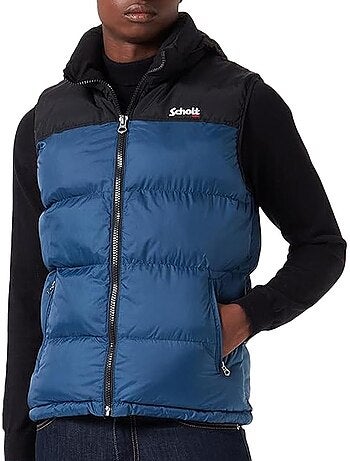 Colete de Homem Schott Utahv Preto/Azul sem Mangas