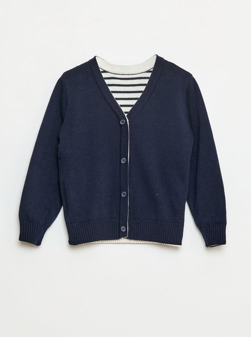 Colete de malha com padrão de marinheiro reversível - Kiabi