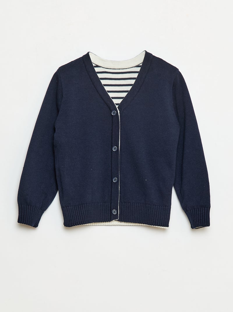 Colete de malha com padrão de marinheiro reversível Azul - Kiabi