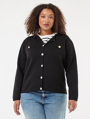 Colete de malha com relevo e botões retro