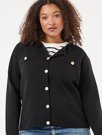 Colete de malha com relevo e botões retro