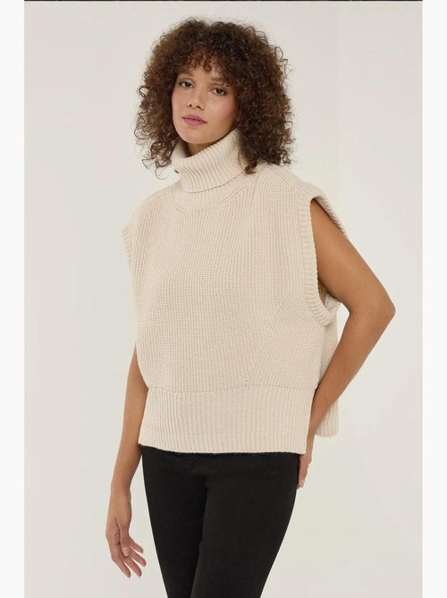 Colete de malha de gola alta relaxed fit hiccup - Kiabi Colete de malha de gola alta relaxed fit hiccup - Kiabi