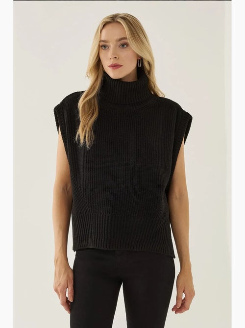Colete de malha de gola alta relaxed fit hiccup - Kiabi Colete de malha de gola alta relaxed fit hiccup - Kiabi