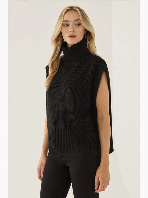 Colete de malha de gola alta relaxed fit hiccup - Kiabi Colete de malha de gola alta relaxed fit hiccup - Kiabi