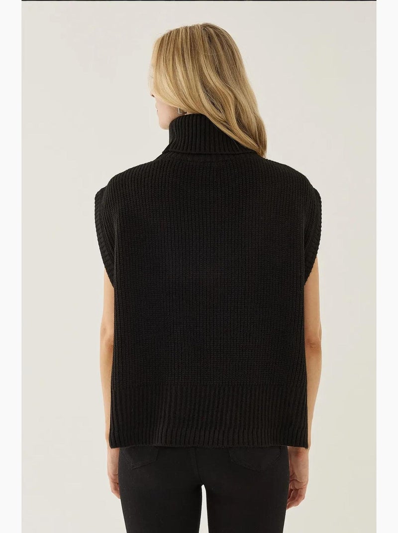 Colete de malha de gola alta relaxed fit hiccup Preto - Kiabi