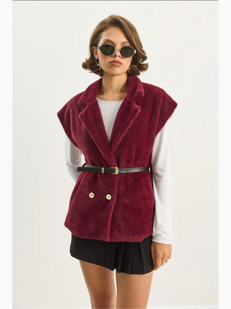 Colete de malha felpuda lucci Vermelho caxemira - Kiabi