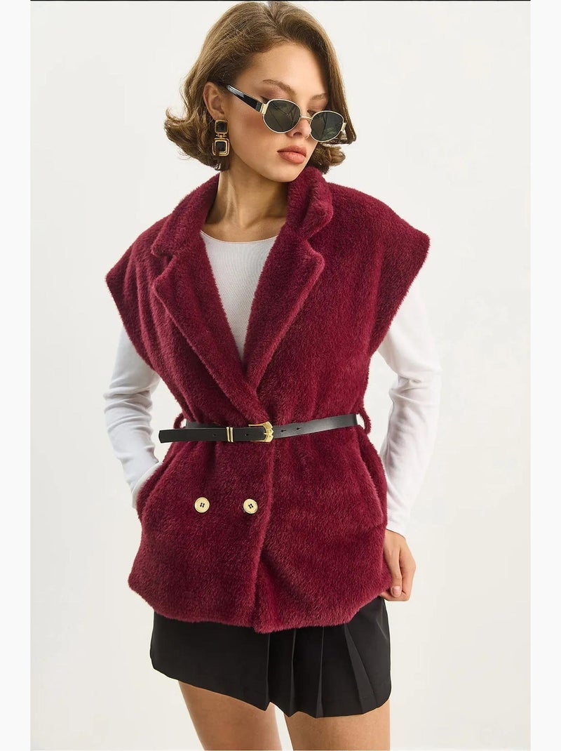 Colete de malha felpuda lucci Vermelho caxemira - Kiabi
