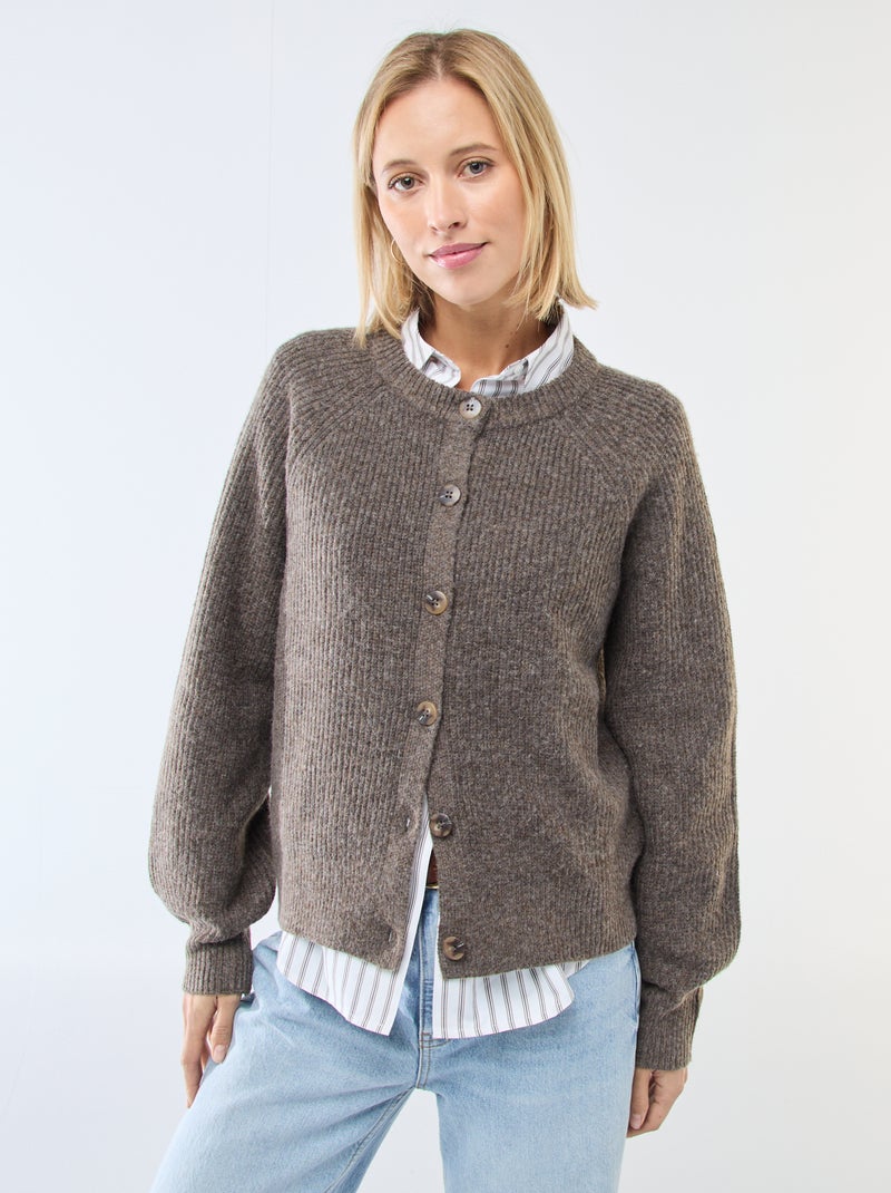 Colete de malha grossa Castanho - Kiabi