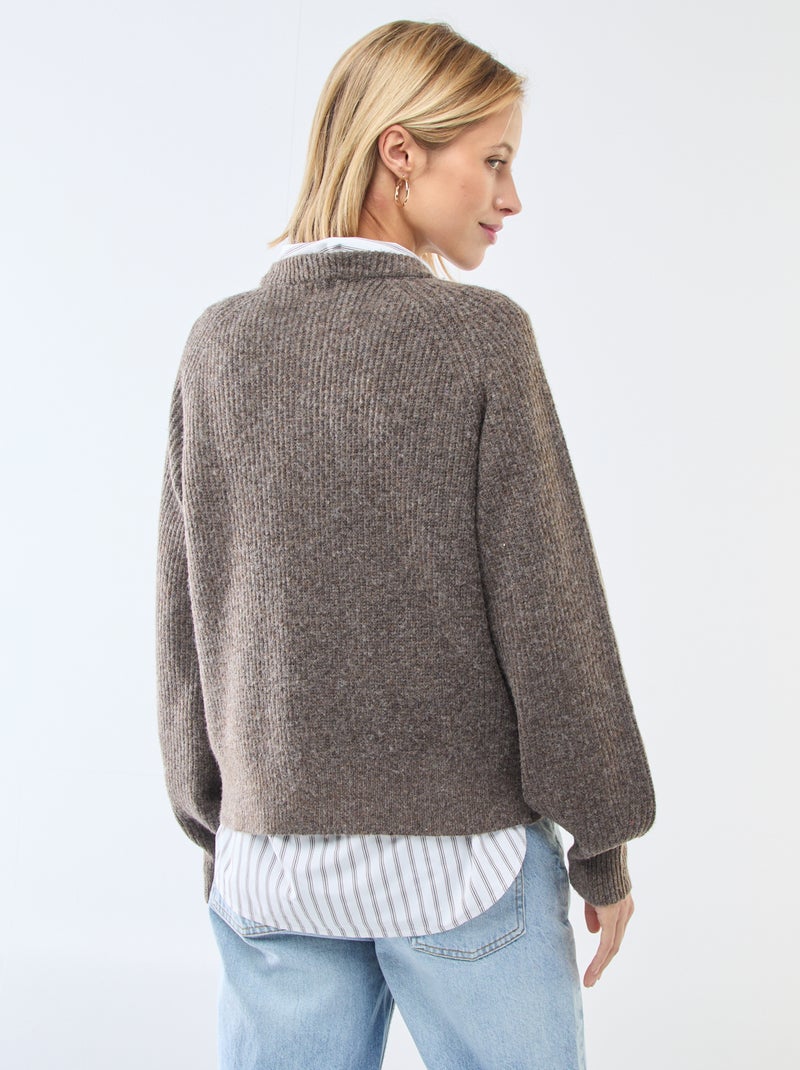 Colete de malha grossa Castanho - Kiabi