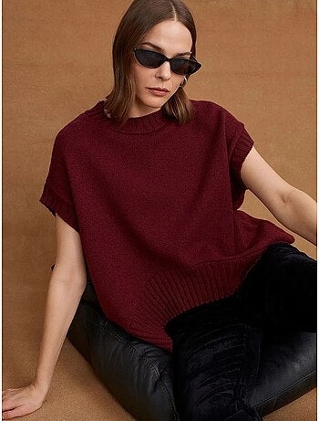 Colete de malha oversized com gola redonda canelada dilvin