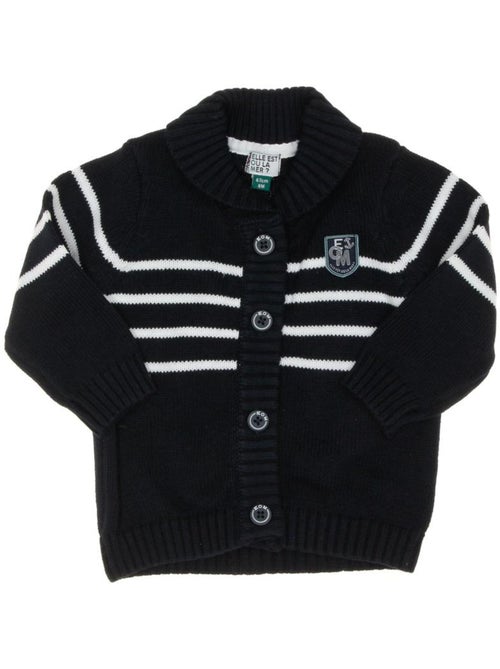 Colete de malha para menino gila azul-marinho/branco eom - Kiabi