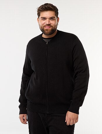 Colete de malha tricot com abertura em zíper