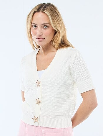 Colete de manga curta com botões fantasia