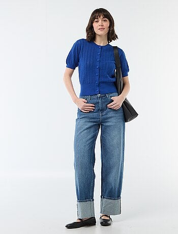 Colete de mangas curtas em malha rendada