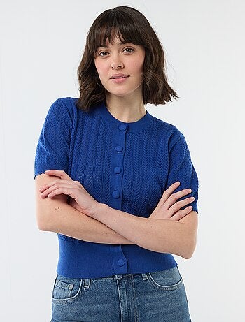 Colete de mangas curtas em malha rendada