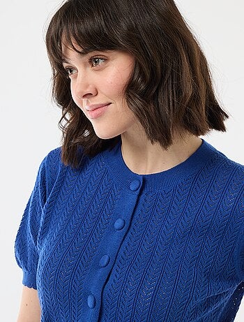 Colete de mangas curtas em malha rendada