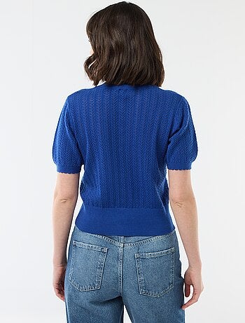 Colete de mangas curtas em malha rendada