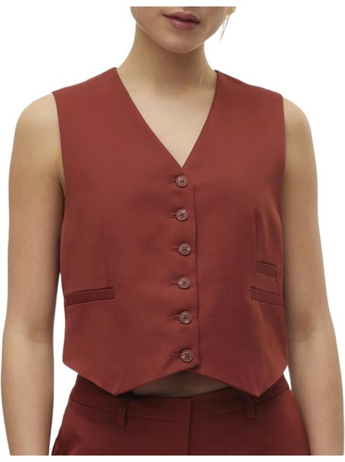 Colete de Mulher Terracota Vero Moda Tara - Kiabi Colete de Mulher Terracota Vero Moda Tara - Kiabi