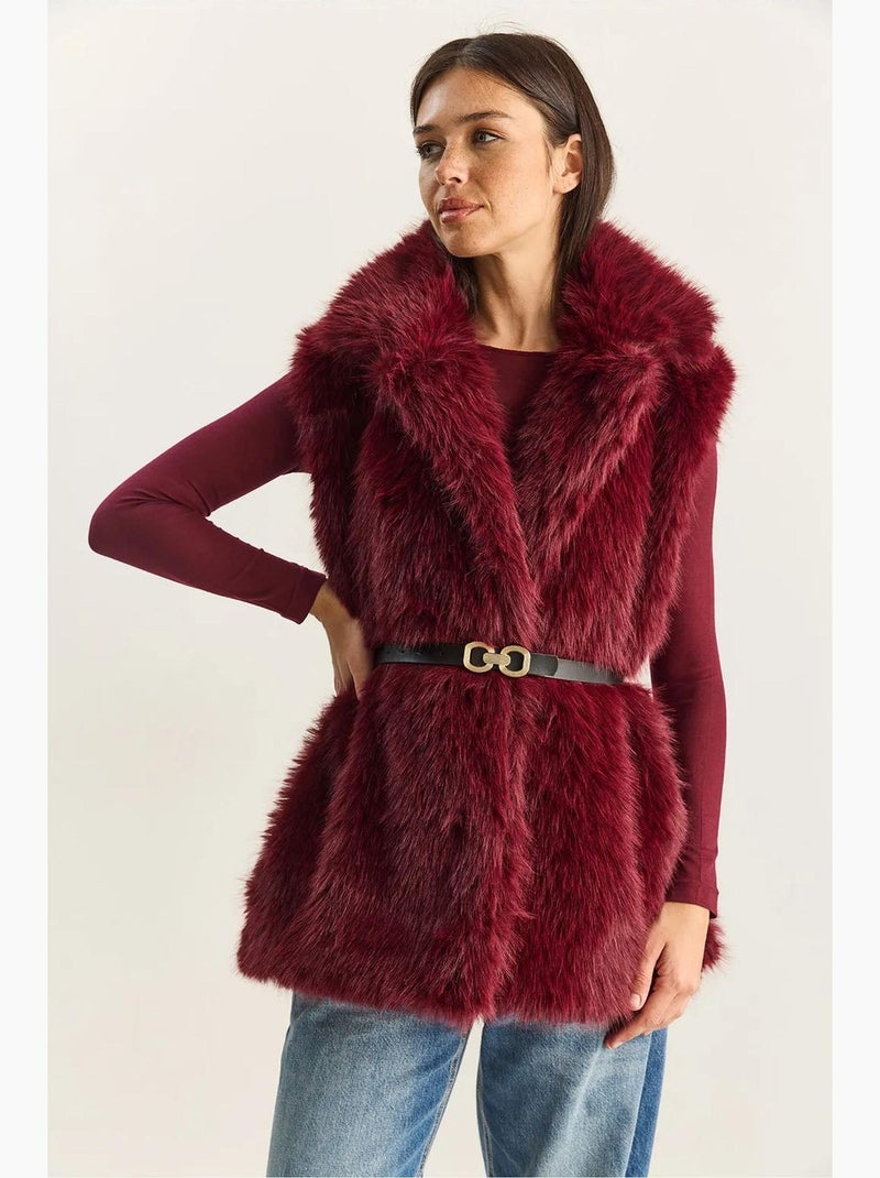 Colete de pelo sintético lucci Vermelho bordô - Kiabi