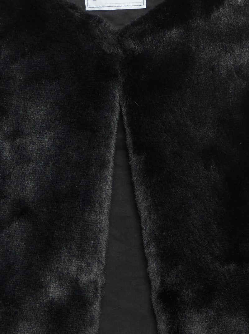 Colete de pelo sintético sem mangas Preto - Kiabi