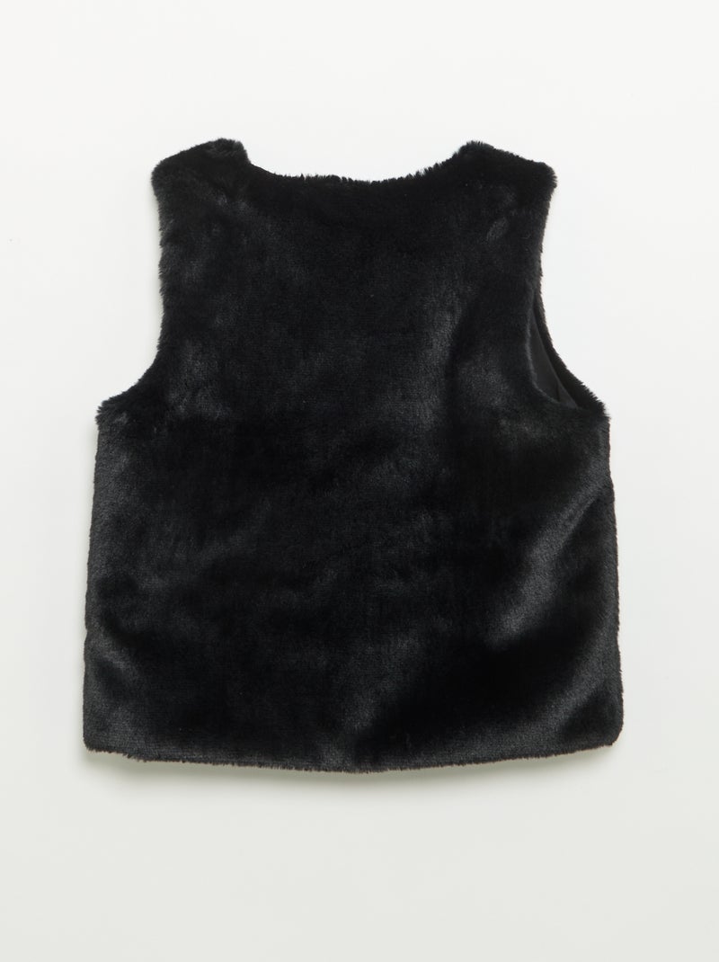 Colete de pelo sintético sem mangas Preto - Kiabi