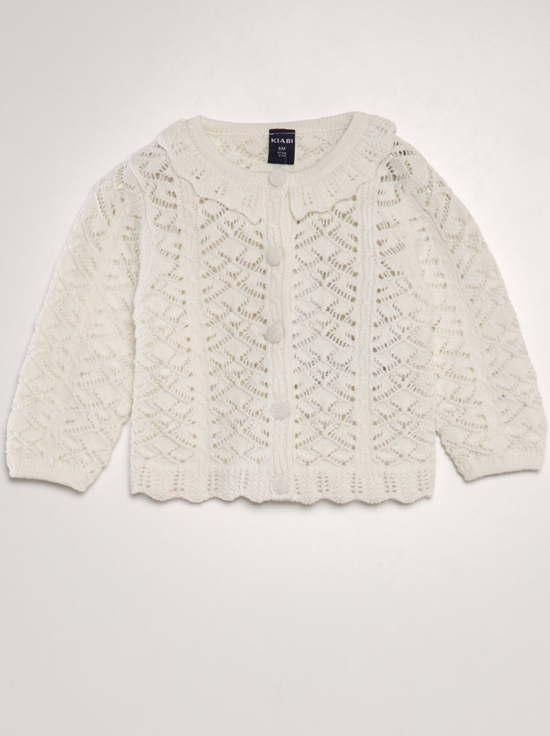 Colete em croché Branco - Kiabi