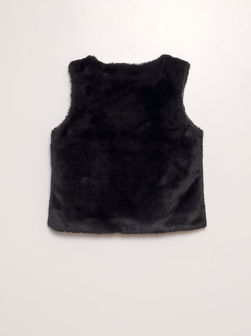 Colete em imitação de pele PRETO - Kiabi