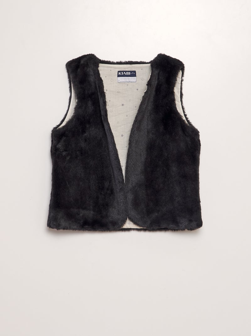 Colete em imitação de pele PRETO - Kiabi