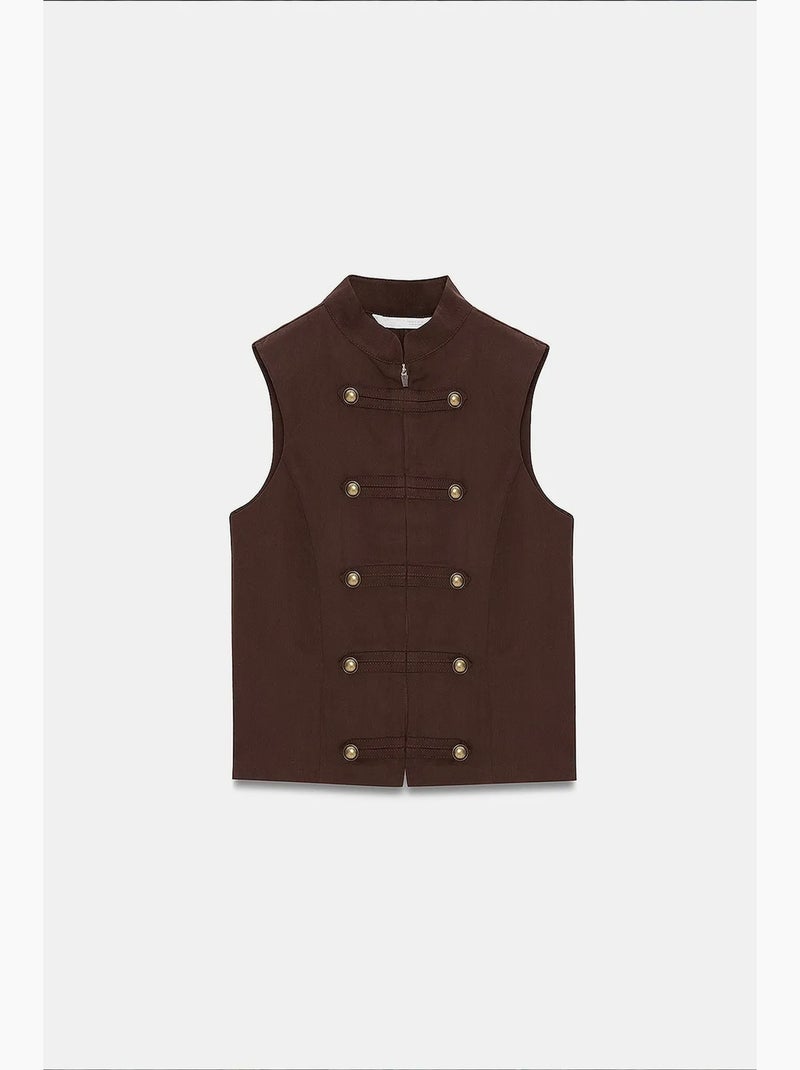 Colete em tencel dilvin Castanho - Kiabi