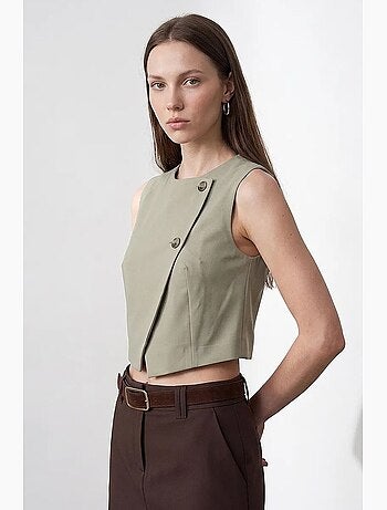 Colete feminino de crepe tecido dilvin