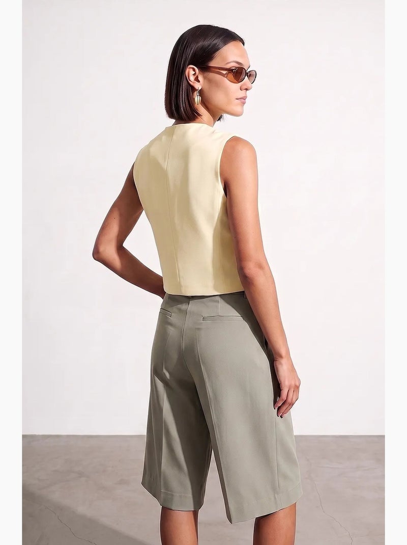 Colete feminino de crepe tecido dilvin Creme - Kiabi