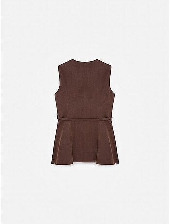 Colete feminino em popelina de tencel com cinto na cintura dilvin