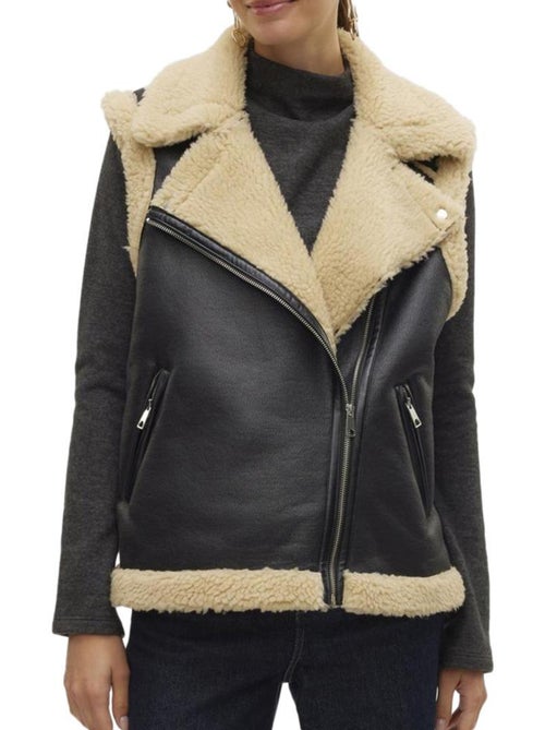 Colete Feminino Vero Moda Preto/Cru - Kiabi Colete Feminino Vero Moda Preto/Cru - Kiabi