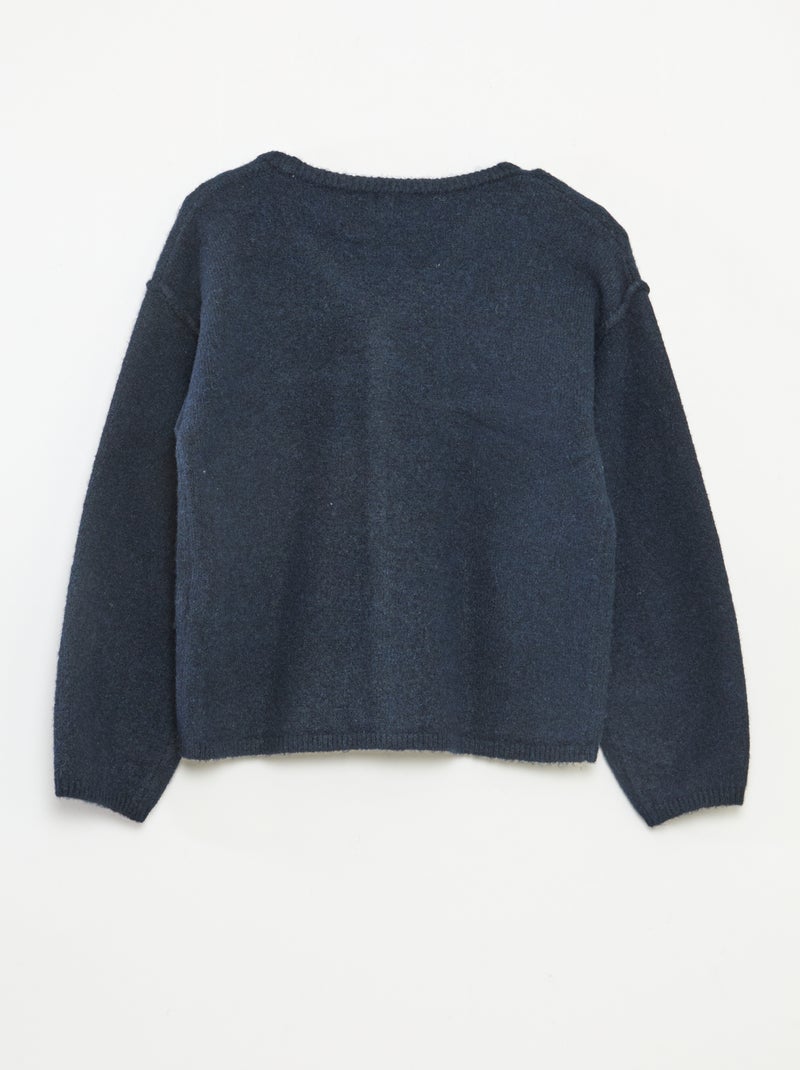 Colete folgado liso com decote em V Azul - Kiabi