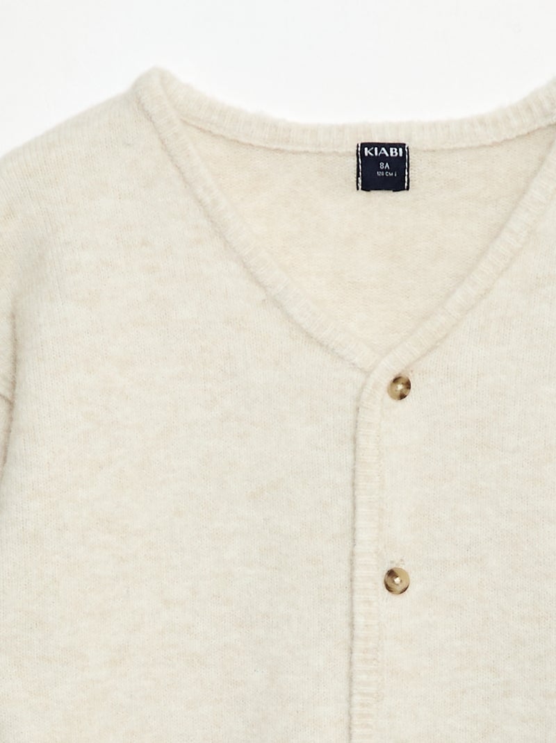 Colete folgado liso com decote em V Bege - Kiabi
