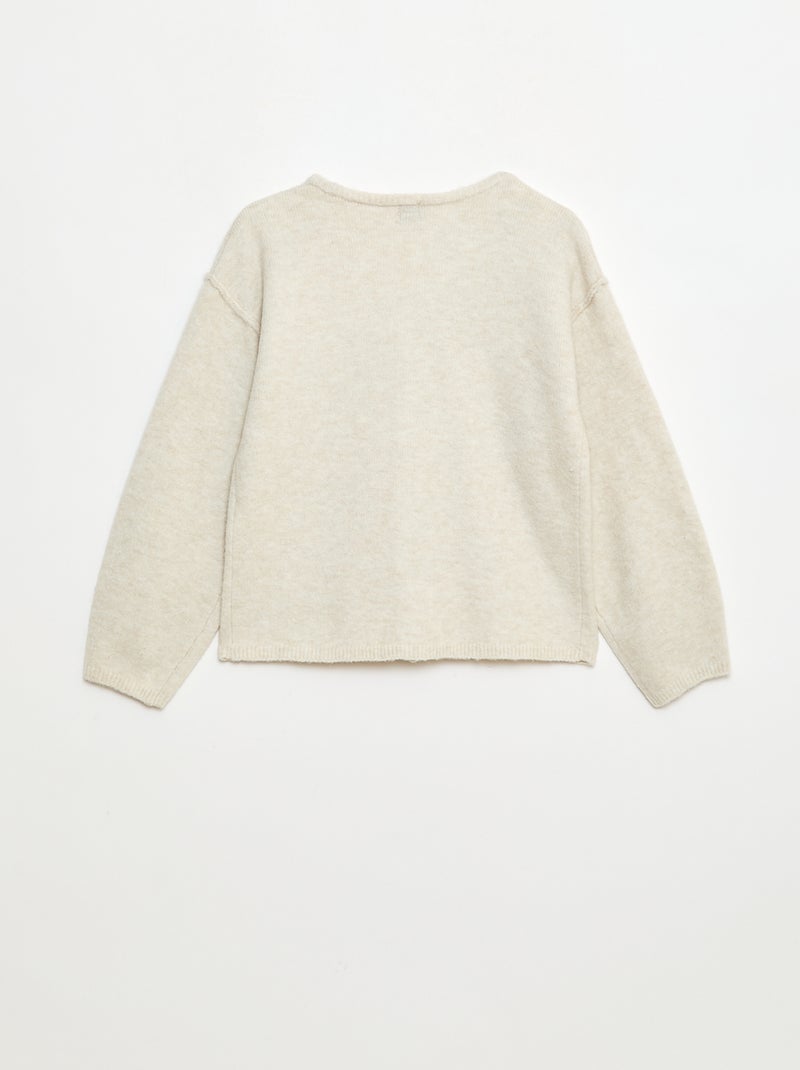 Colete folgado liso com decote em V Bege - Kiabi