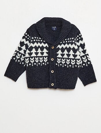 Colete gola de xaile jacquard