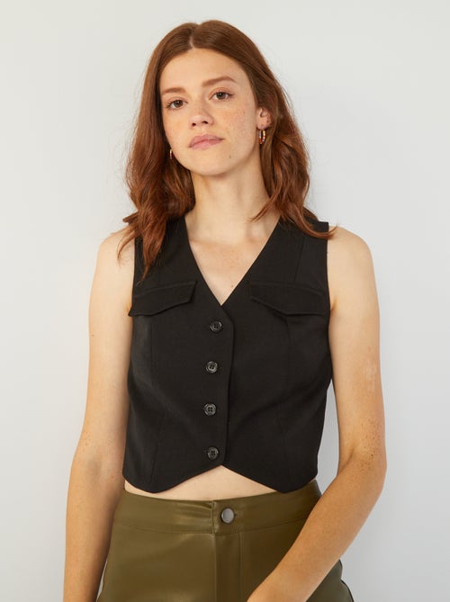 Colete liso com bolsos - Kiabi