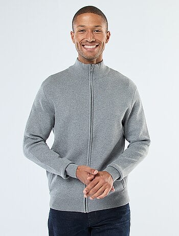 Colete liso com fecho de correr e gola alta