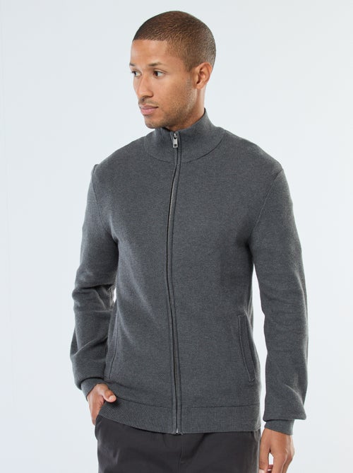 Colete liso de malha com 2 bolsos e gola alta - Kiabi