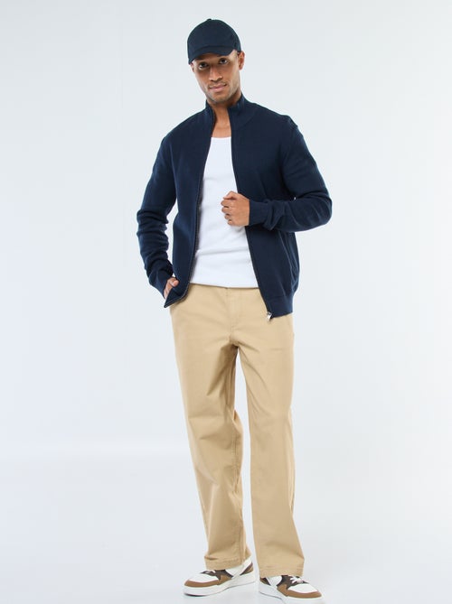 Colete liso em malha com 2 bolsos e gola alta - Kiabi