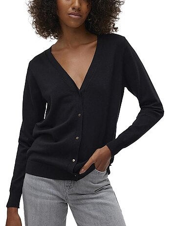 Cardigan Bege de Malha com Decote em V Vero Moda Silje para Mulher