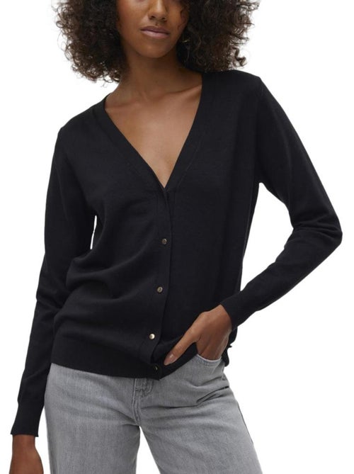 Colete Preto de Malha com Decote em V Vero Moda Silje para Mulher - Kiabi