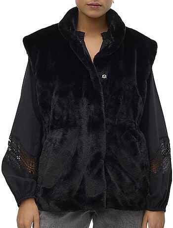 Colete Preto de Pelo Falso Vero Moda Japoppy para Mulher
